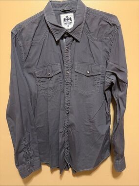 Express Men's Button-Down Western Shirt in Charcoal Gray